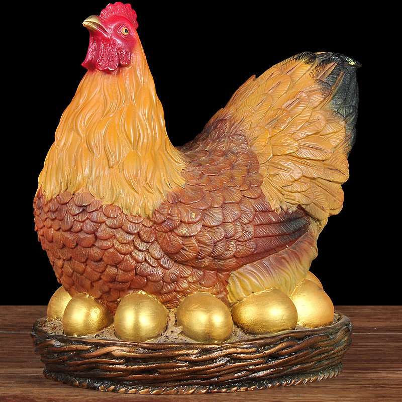 彩铜母鸡摆件招财铜鸡大金鸡金钱蛋下蛋孵蛋创意家居装饰品工艺品