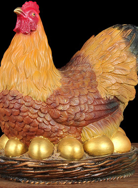 彩铜母鸡摆件招财铜鸡大金鸡金钱蛋下蛋孵蛋创意家居装饰品工艺品