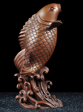 金龙鱼客厅摆件紫铜招财