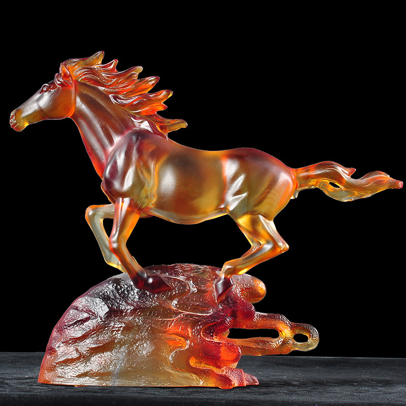 琉璃风云马摆件工艺品招财家居客厅酒柜博古架书房办公室桌装饰品