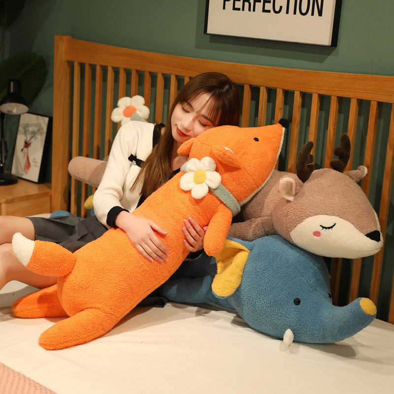 毛毛虫抱枕长条狐狸青蛙玩偶睡觉