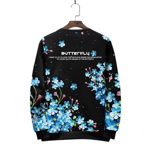 碎花卫衣男圆领大码长袖T恤潮流外套港风ins超火上衣春秋加绒衣服