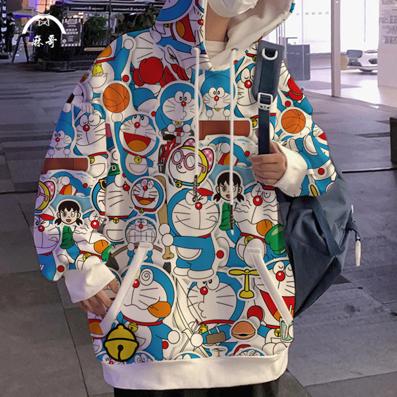 2025新款卫衣外套男哆啦A梦动漫周边连帽衫二次元秋季套头薄上衣
