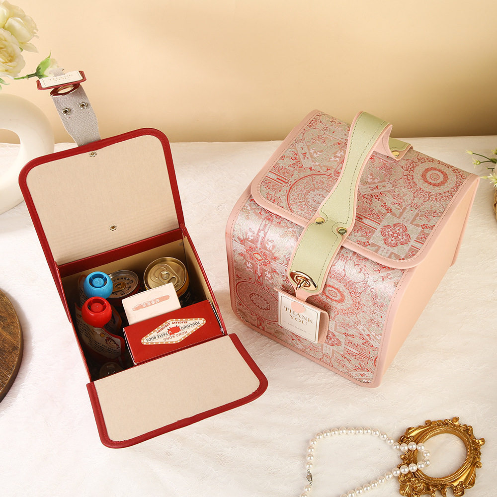 跨境新中式结婚喜糖盒手提式宝宝生日宴会伴手礼盒轻奢订婚回热销