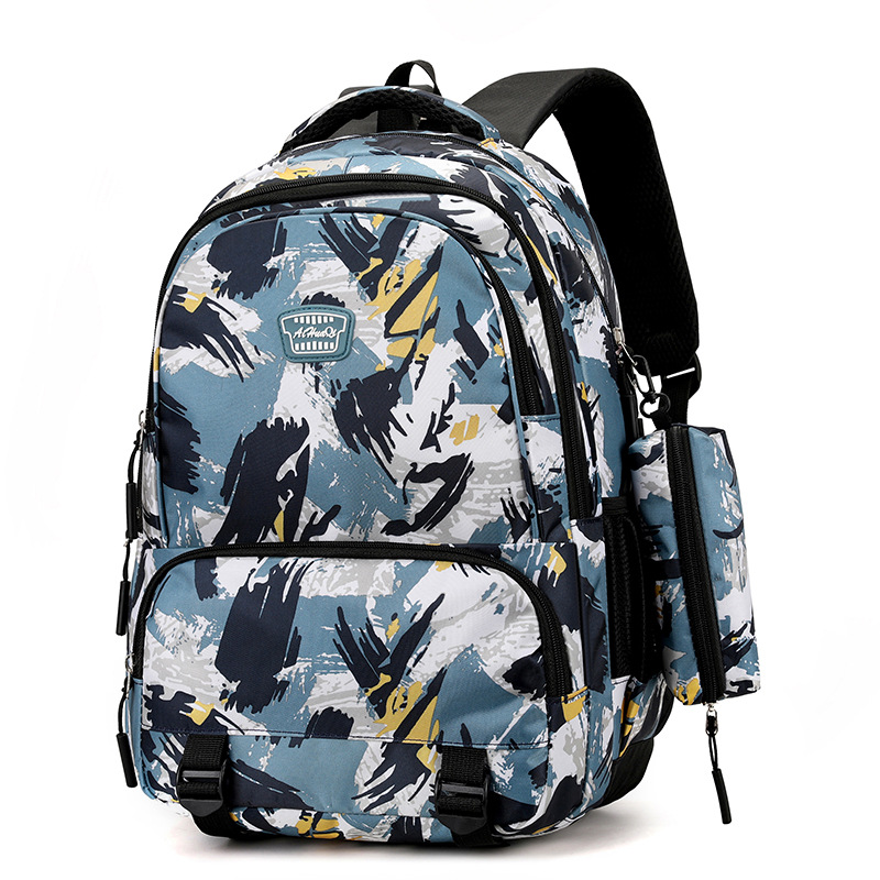 跨境新书包男女双肩包外贸新款牛津布男士迷彩旅行背包初中高现货