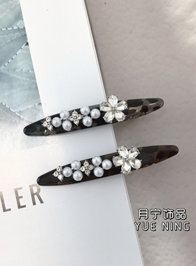 东大门韩系温柔珍珠蝴蝶结鸭嘴夹高级感气质刘海夹碎发夹子头饰