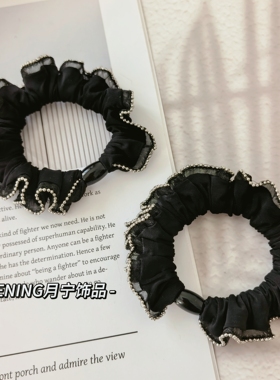 东大门韩系温柔气质黑色大肠发圈高级感气质百搭扎马尾丸子头绳