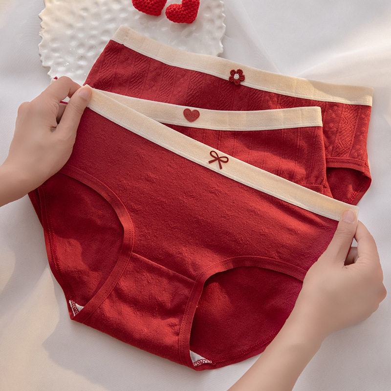 红色女童内裤女纯棉女孩100%全棉中腰抗菌中腰透气少女棉质三角裤,童装/婴儿装/亲子装,内裤,淘宝优惠券,粉丝福利购,淘宝优惠卷