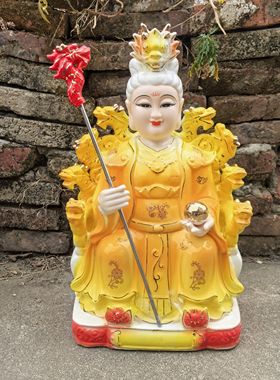 陶瓷九龙圣母神像 圣母娘娘佛像九莲三圣母龙母供奉客厅摆件家用