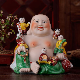 陶瓷五子登科佛弥勒佛多仔佛笑口弥勒佛送子佛像摆件