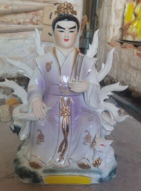 18寸陶瓷男像九尾狐神像色油新款彩九尾狐男像