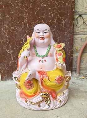 陶瓷弥勒佛菩萨笑佛大肚笑佛客厅佛像摆件店铺招财供奉家用