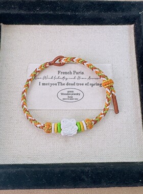 足银999纯银饼干猫手工编绳手链可爱百搭简约小众送闺蜜女友