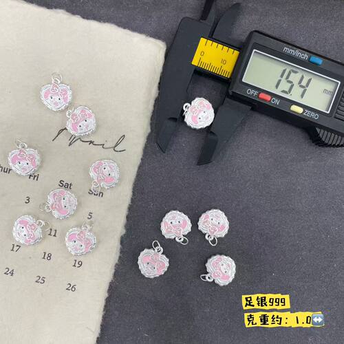 足银纯银卡通kitty玉桂狗库洛米美乐蒂爱心配件吊坠送闺蜜DIY材料