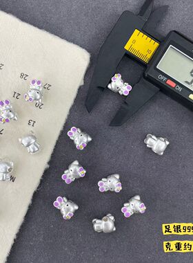 足银999纯银hellokitty凯蒂猫手链配件女生纯银手工编绳配件装饰
