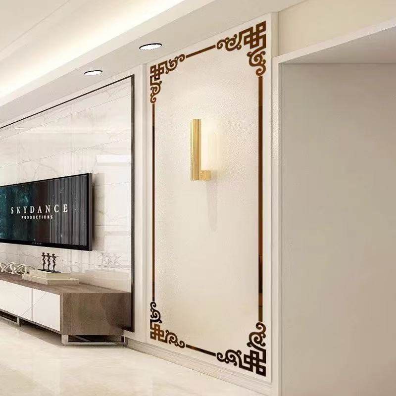 法式玻璃贴纸高级亚克力对角护角贴花边花纹边框镜面吊顶角花墙贴