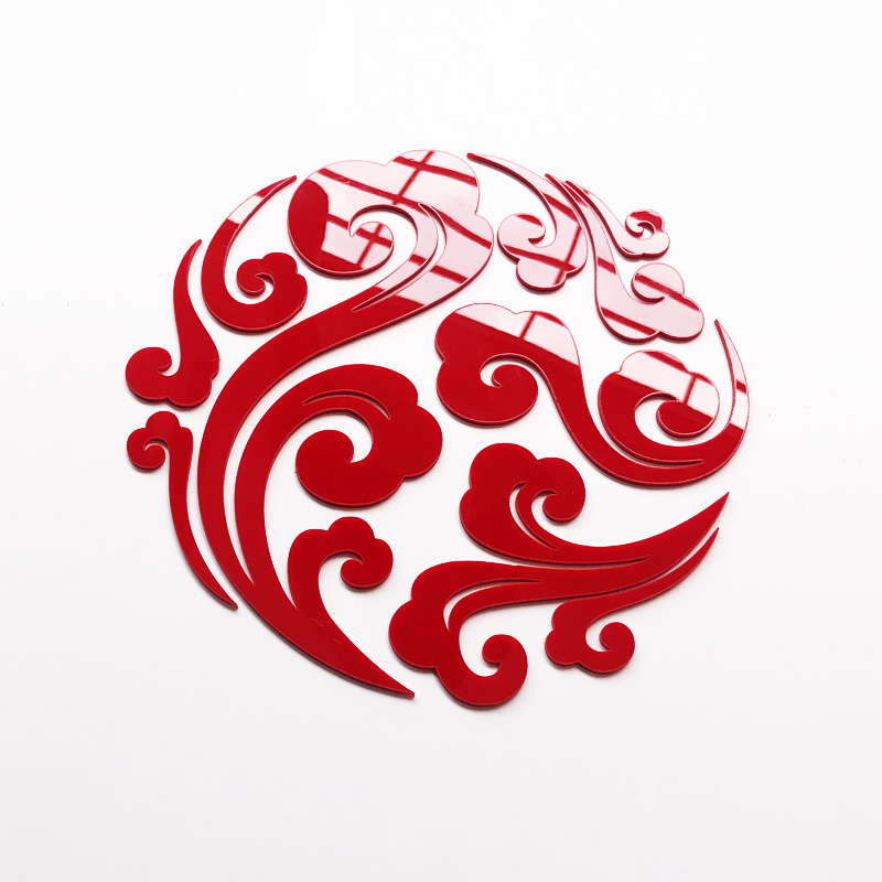 祥云福字贴3d立体亚克力背景墙贴画新年装饰玄关喜庆自粘对角窗花