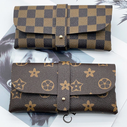 大牌风格子超轻手工太阳眼镜袋男女士墨镜包大尺寸大号BV格高级感