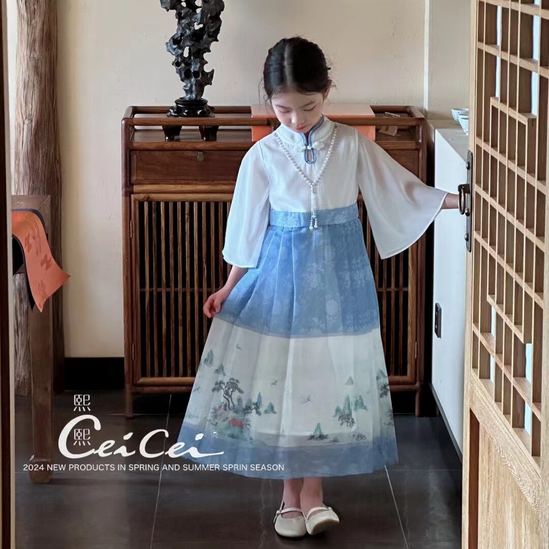 夏款女童国风CEICEI熙熙公主汉服连衣裙