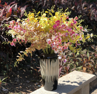 跳舞兰花仿真假花束客厅摆设落地插花卉婚庆花装饰3D手感跳舞兰