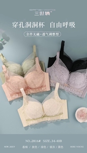三世情女士文胸轻薄洞洞杯少女薄款内衣可爱风格无钢圈防下垂2816