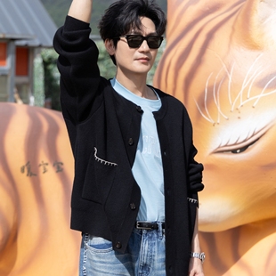 欧洲快乐老友记陈楚生同款针织衫外套秋冬圆领长袖上衣男衣服潮