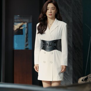 欧洲她的盛焰马思纯饶雨瓷同款西装连衣裙v领收腰拼接裙子女衣服