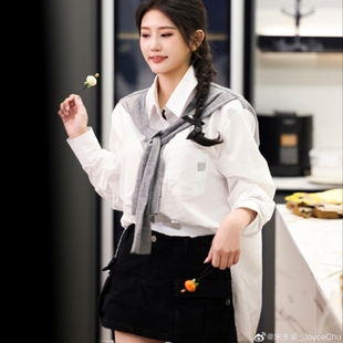 欧洲有你的恋歌2朱主爱同款衬衫上衣春秋休闲翻领衬衣女衣服潮