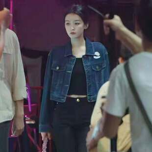 欧洲风过留痕孙怡丹青同款牛仔外套春秋翻领短款夹克上衣女衣服潮