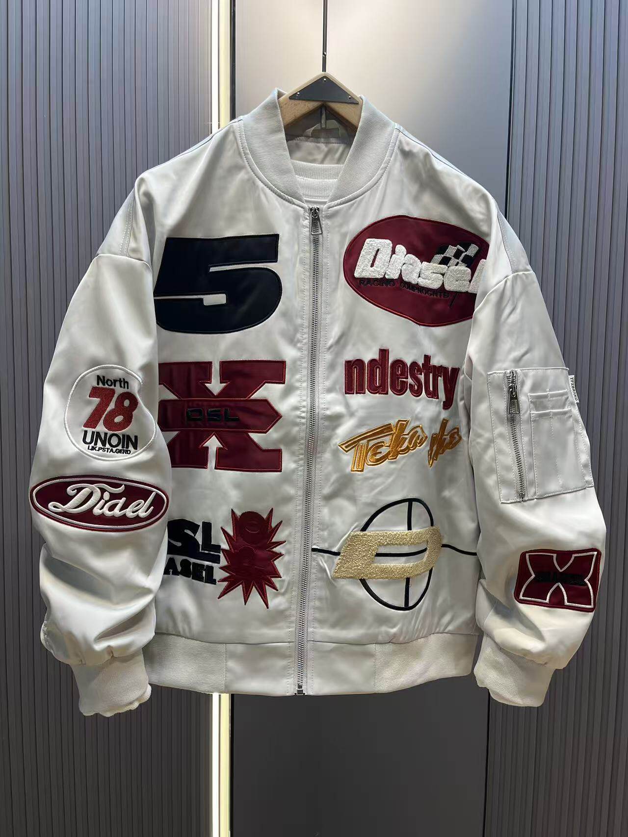 美式重工刺绣棒球服男潮牌宽松情侣机车风夹克春秋新款痞帅外套男