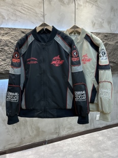 潮男撞色拼接棒球服棉衣2026秋冬季新款机车风印花夹克宽松外套男