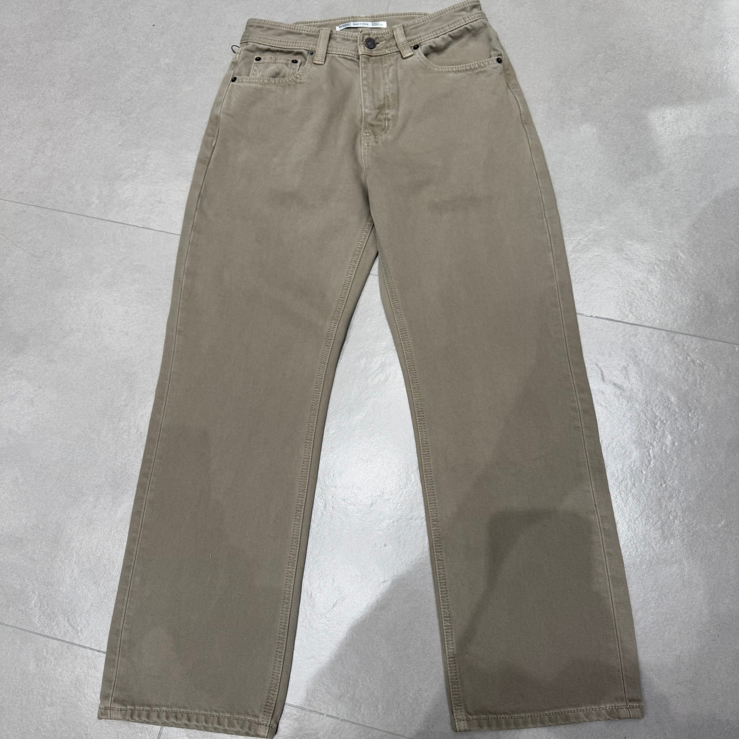 WEISU唯速2025秋冬新款奶茶色磨毛高腰显瘦窄版直筒牛仔裤女57299