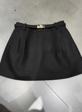 欧洲站2025冬季新款气质高腰显瘦A字防走光短裙百搭半身裙女6372