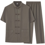 T218P42中老年冰丝唐装套装夏季短袖爸爸装汉服太极服休闲爷爷装，男装民族服装，星座1108-2