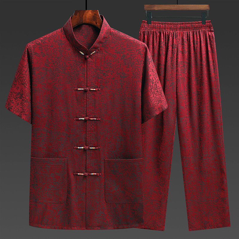 T223P65风套装丝绸唐装居士服汉服爷爷太极服爸爸装主推价优,男装民族服装,星座1108-2