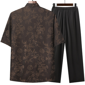 T212P70夏季风棉麻套装仿唐装汉服爷爷太极服爸爸套装图片