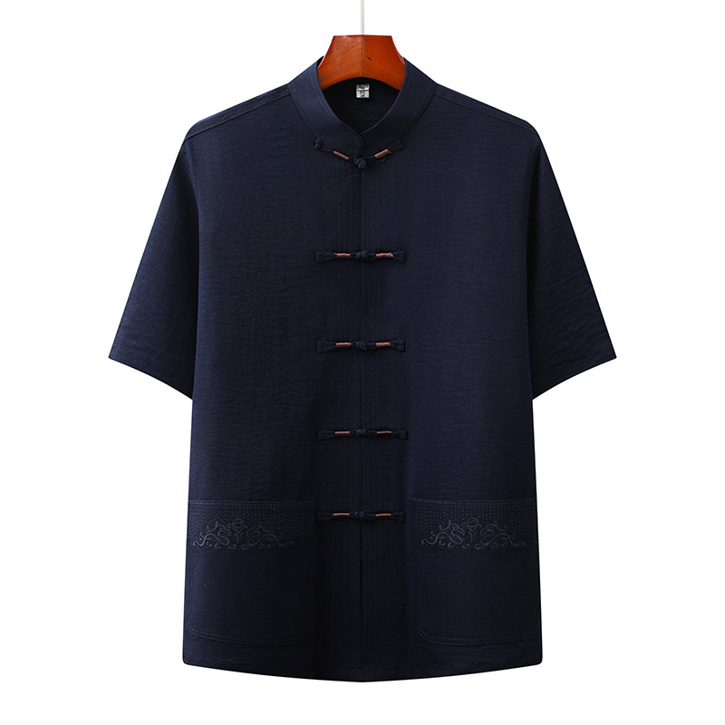 T226P42风套装刺绣唐装居士服汉服爷爷太极服爸爸装主推价优,男装民族服装,星座1108-2