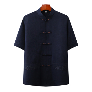 T226P42风套装刺绣唐装居士服汉服爷爷太极服爸爸装主推价优图片