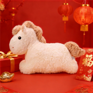 新年装饰马年吉祥物毛绒玩具小马玩偶娃娃公仔客厅玄关摆件布置