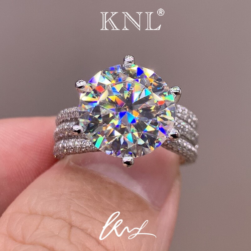 KNL锆石戒指女轻奢群镶圆形钻石指环时尚简约求婚时尚女士婚庆