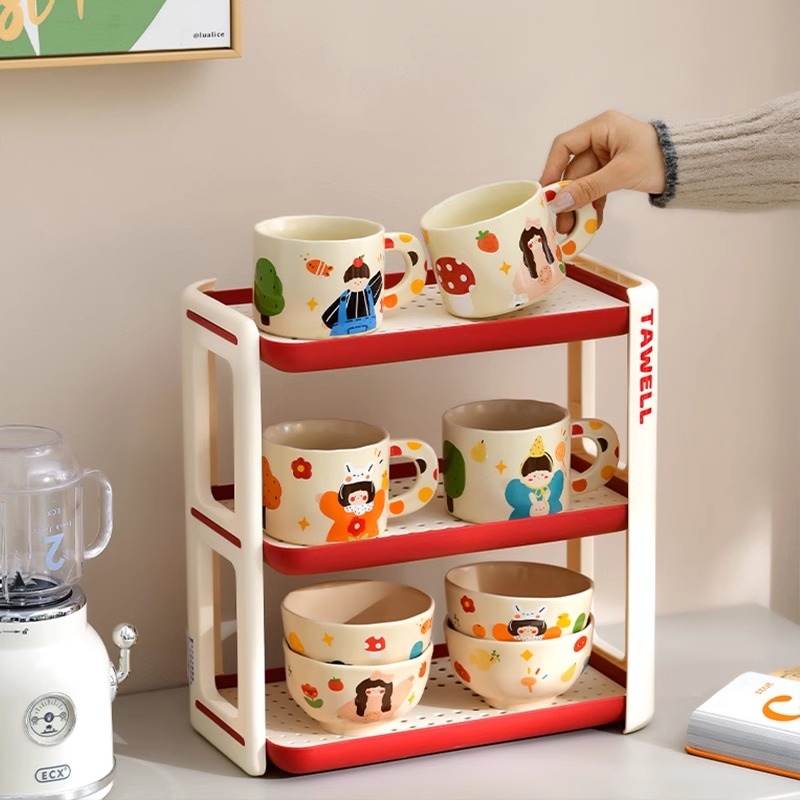 双枪水杯沥水置物架桌面厨房多功能多层收纳架新款杯架子高颜值