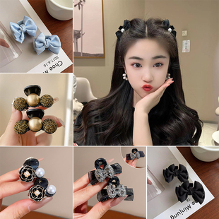 公主头耳后两侧珍珠发卡蝴蝶结小抓夹头饰女前额刘海碎发侧边发夹