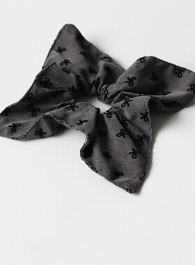 灰色格雷系蝴蝶结方巾大肠发圈女高级感马尾辫丸子头发饰皮筋发绳