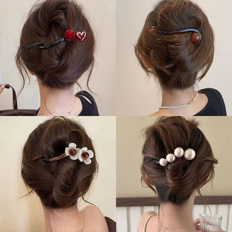简约大号珠珠一字发夹女2026新款后脑勺高级感抓夹扭扭夹气质头饰