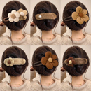 奶咖色花朵鸭嘴夹大号发夹后脑勺盘发抓夹女2025新款 秋冬毛绒发饰