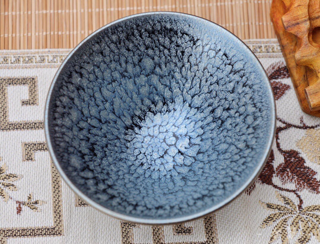 建阳建盏原产地百花斗笠盏品茗杯出彩神盏沁轩出品曾小辉师傅制