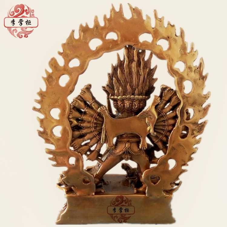 李掌柜佛像 藏傳佛教 密宗藏佛 大威德金剛 明王 背光火焰 包郵