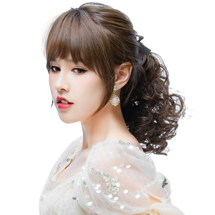 轻薄假发马尾女绑带式抓夹少量甜美小卷短卷发仿真发蓬松自然
