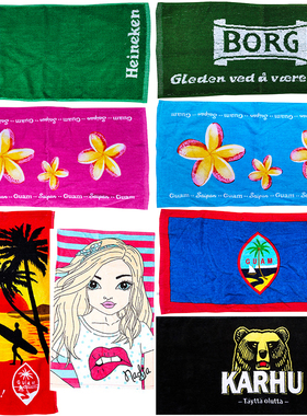 GUAM休闲纯棉小洗脸巾个性图案双面印花小毛巾方携带旅游擦汗吸水