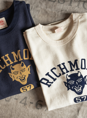 NON STOCK红魔鬼步兵师植绒印花短袖T恤美式复古柔和纯棉圆领TEE